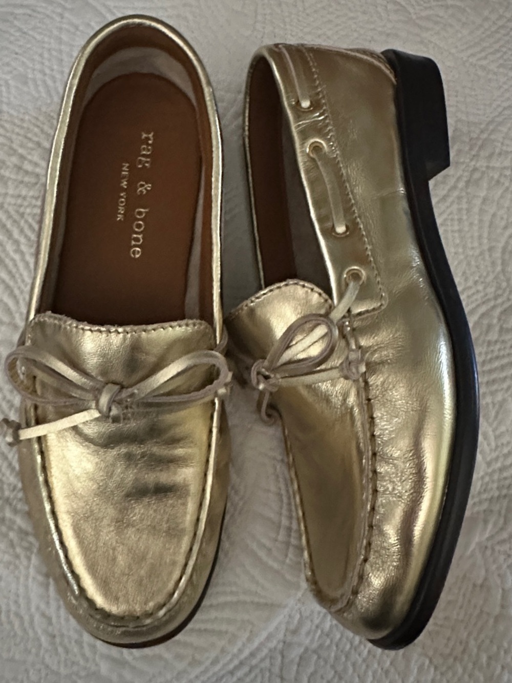 rag & bone Metallic Gold Leather Women’s Boat Shoes